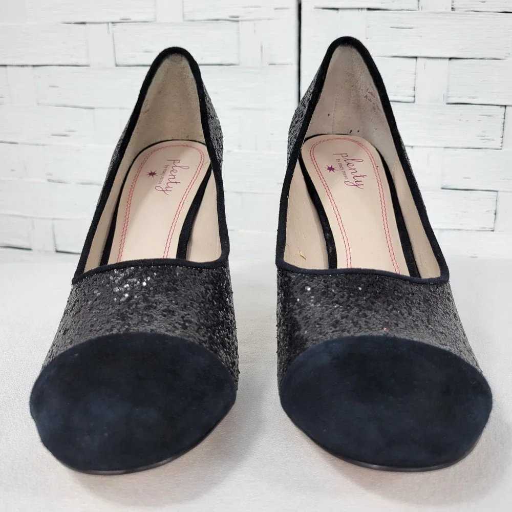 Plenty by Tracy Reese Ramona Glitter and Suede Cap Toe Pumps Heels  size 8 - Picture 3 of 11
